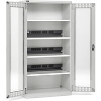 Fami PERFOM Akku-Ladeschrank mit Sichtfenstern, Tragkraft 1.200 kg, 4 Lochböden, HxBxT 2.000 x 1.023 x 726 mm, lichtgrau von Fami