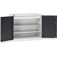 Fami PERFOM Flügeltürschrank, 1 Schublade, 2 Fachböden, HxBxT 1.000 x 1.193 x 555 mm, lichtgrau, anthrazit von Fami