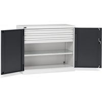 Fami PERFOM Flügeltürschrank, 3 Schubladen, 1 Fachboden, HxBxT 1.000 x 1.193 x 555 mm, lichtgrau, anthrazit von Fami