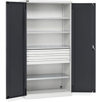 Fami PERFOM Flügeltürschrank, 3 Schubladen, 4 Fachböden, HxBxT 2.000 x 1.023 x 726 mm, lichtgrau, anthrazit von Fami
