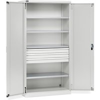 Fami PERFOM Flügeltürschrank, 3 Schubladen, 4 Fachböden, HxBxT 2.000 x 1.023 x 726 mm, lichtgrau von Fami