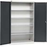 Fami PERFOM Flügeltürschrank, 4 Fachböden, HxBxT 2.000 x 1.193 x 555 mm, lichtgrau, anthrazit von Fami