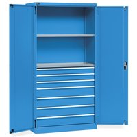 Fami PERFOM Flügeltürschrank, 7 Schubladen, 2 Fachböden, HxBxT 2.000 x 1.023 x 726 mm, lichtblau von Fami