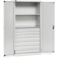 Fami PERFOM Flügeltürschrank, 7 Schubladen, 2 Fachböden, HxBxT 2.000 x 1.023 x 726 mm, lichtgrau von Fami