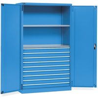 Fami PERFOM Flügeltürschrank, 9 Schubladen, 2 Fachböden, HxBxT 2.000 x 1.193 x 555 mm, lichtblau von Fami