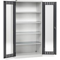 Fami PERFOM Flügeltürschrank mit 4 Fachböden und Sichtfenstern, HxBxT 2.000 x 1.023 x 726 mm, lichtgrau, anthrazit von Fami