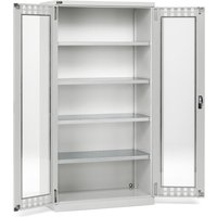 Fami PERFOM Flügeltürschrank mit 4 Fachböden und Sichtfenstern, HxBxT 2.000 x 1.023 x 726 mm, lichtgrau von Fami