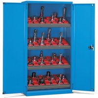 Fami PERFOM Lagersystem für CNC-Werkzeuge, 4 Fachböden, HxBxT 2.000 x 1.023 x 726 mm, 84 Werkzeugeinsätze ISO 40, lichtblau von Fami