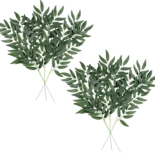 Famibay 6 Stück Künstliche Pflanzen Weidenblätter Grüne Blätter Pflanzen Seidepflanzen Weidenzweige Grüne Kunstpflanzen für Indoor Outdoor Zuhause Hochzeit Deko von Famibay