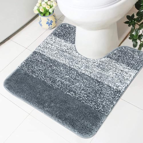 Famibay Badematte mit WC Ausschnit WC Vorleger rutschfest Washable WC Teppich Bad Teppich Toilette Badteppich Vorleger Toilette for Badezimmer von Famibay