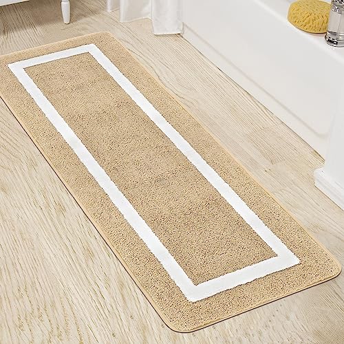 Famibay Badematte rutschfest 50x140cm Badezimmerteppich Wasserabsorbierend Badteppich Waschbar Badvorleger Mikrofaser Badematten & Badteppiche Lang Teppich Läufer für Badezimmer Waschküche von Famibay