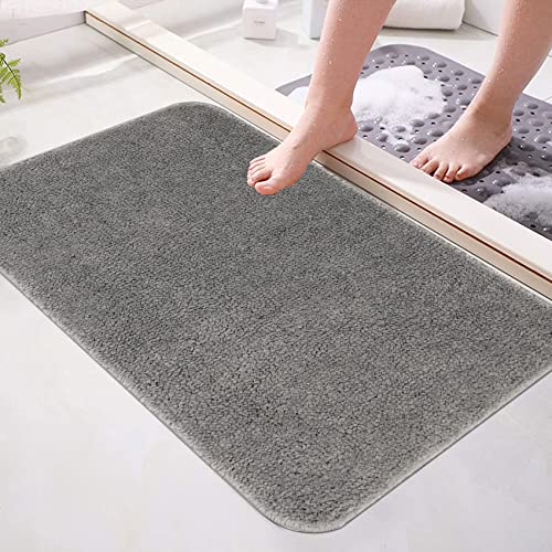 Famibay Badematte rutschfest Washable Badteppich Absorbierende Mikrofaser Badezimmerteppich Flauschig Grau Badvorleger Weiche Bodematte für Badezimmer Badewanne Dusche von Famibay