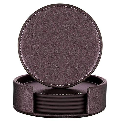 Famibay Untersetzer PU Leder Getränke Untersetzer Vintage Tischuntersetzer Rund Braun Getränkeuntersetzer 6er Set für Getränke Bar Kaffee Tassen Glas Famibay Untersetzer PU Leder Getränke Untersetzer Vintage Tischuntersetzer Rund Braun Getränkeuntersetzer 6er Set für Getränke Bar Kaffee Tassen Glas von Famibay
