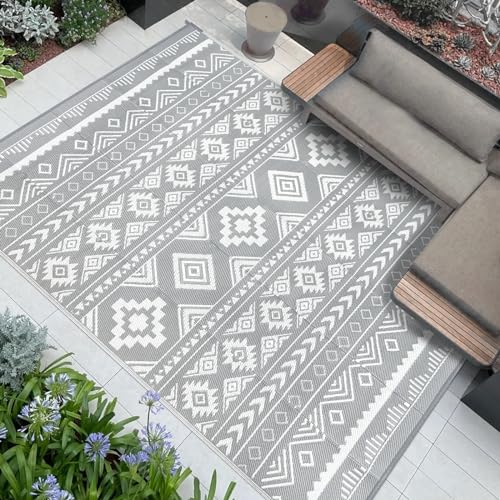 Famibay Outdoor Teppich Wetterfest Balkon Teppich Wasserfest Outdoorteppich Camping Leicht Plastik Kunststoff Teppich Outdoor Terrasse Garten Wendbar Picknickdecke Faltbar von Famibay