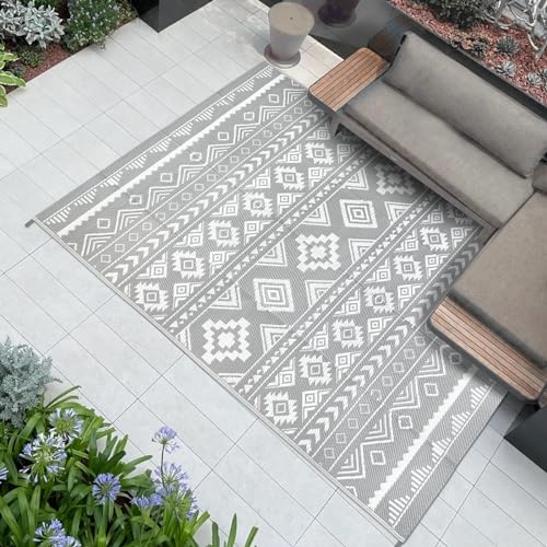 Famibay Outdoor Teppich Wetterfest Plastik Teppich Balkon Garten Camping Kunststoff Wendbar Teppich Außenteppich Wohnmobil Outdoor Picknickdecke Faltbar Teppich, 120 x 180 cm von Famibay