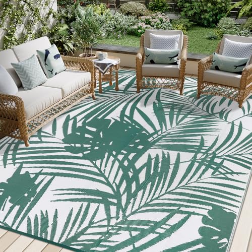 Famibay Outdoor Teppich Wetterfest Groß 180X270CM Outdoor Teppich Balkon Wasserfest Outdoorteppich Camping Leicht Faltbare Kunststoff Picknickdecke Wendbar für Terrasse Garten Balkon von Famibay