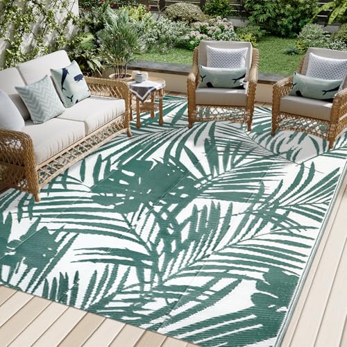 Famibay Outdoor Teppich Wetterfest Outdoor Teppich Balkon Wasserfest Outdoorteppich Camping Leicht Faltbare Kunststoff Picknickdecke Wendbar für Terrasse Garten Balkon von Famibay