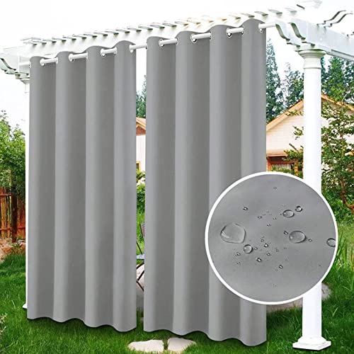 Famibay Outdoor Vorhang Wetterfest 4er Set Outdoor Vorhänge Blickdicht Sonnenschutz Outdoorvorhänge Wasserdicht mit Ösen Outdoor Vorhang Thermo für Balkon Terrasse Pavillon Garten von Famibay