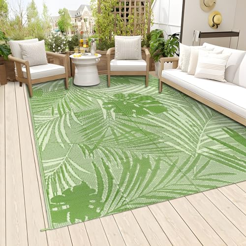 Famibay Outdoor Teppich Wetterfest Terrassenteppich Kunststoff Gartenteppich Outdoorteppich Balkon Leichtgewicht Camping Teppich Außen Teppich für Terrasse Garten (Grasgrün, 150 x 245 cm) von Famibay