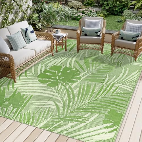 Famibay Outdoor Teppich Wetterfest Terrassenteppich Kunststoff Gartenteppich Outdoorteppich Balkon Leichtgewicht Camping Teppich Außen Teppich für Terrasse Garten (Grasgrün, 150 x 245 cm) von Famibay