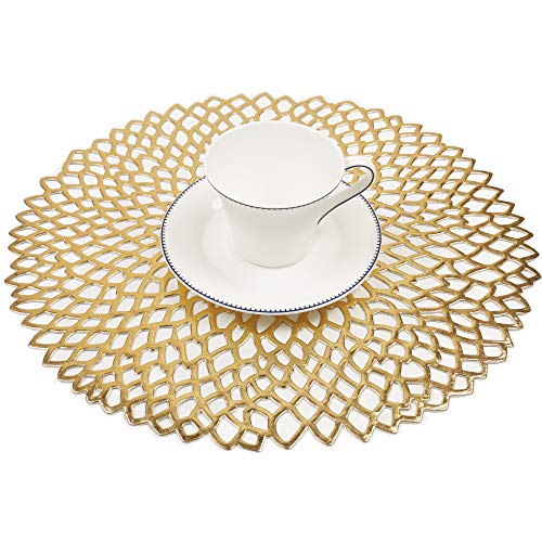 Famibay Runde Platzsets abwaschbar Vinyl Tischsets 6er Set Gold Kunststoff Platzdeckchen Famibay Runde Platzsets abwaschbar Vinyl Tischsets 6er Set Gold Kunststoff Platzdeckchen von Famibay