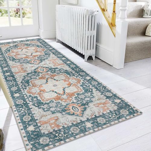 Famibay Teppich Läufer 80x200cm Teppichläufer rutschfest Küchenteppich Waschbar Teppich Läufer Flur Vintage Flurteppich Läufer für Flur Küche Schlafzimmer Wohnzimmer von Famibay