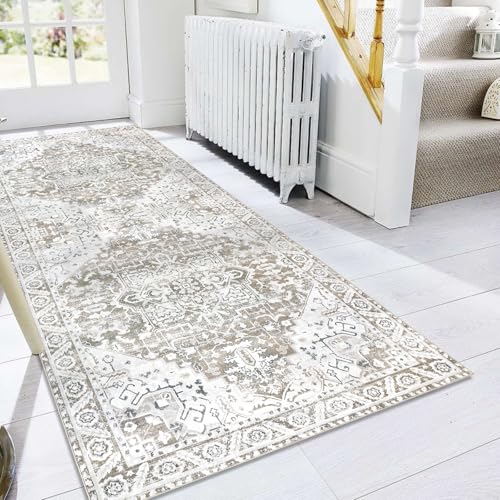 Famibay Teppich Läufer Flur 80x200cm Teppich Läufer rutschfest Waschbar Küchenteppich Läufer Vintage Teppichläufer Flur Weich für Flur Küche Schlafzimmer Wohnzimmer von Famibay