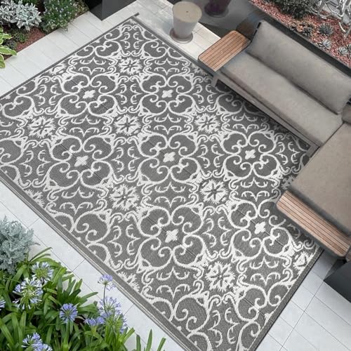 Famibay Outdoor Teppich Wetterfest Terrasse Teppich 180x270cm Kunststoff Garten Teppich Leichtgewicht Balkon Teppich Faltbar Außenteppich für Terrasse Garten Balkon von Famibay