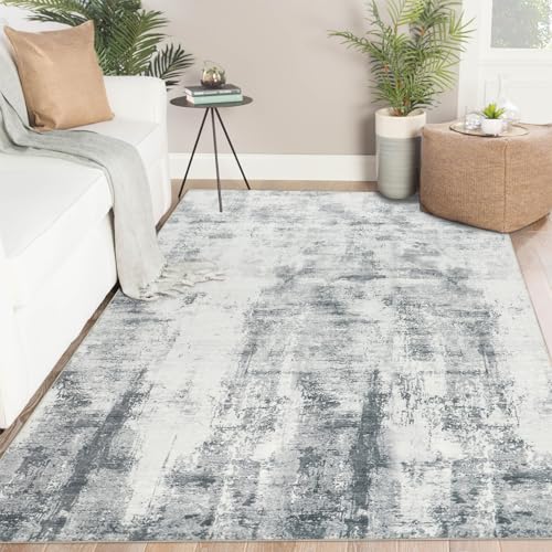 Famibay Teppich Wohnzimmer 160x230cm Grau Kurzflor Teppich Schlafzimmer Waschbar Modern Abstrakt Wohnzimmerteppich Weich für Wohnzimmer Schlafzimmer Esszimmer von Famibay