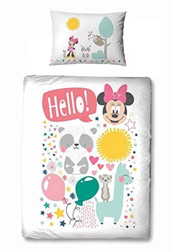 Baby-Bettwäsche 2 teiliges Set Disney Minnie Mouse and Friend | 100x135cm 40x60cm | Mini Klein-Kinder Bettwaesche-Set von Familando