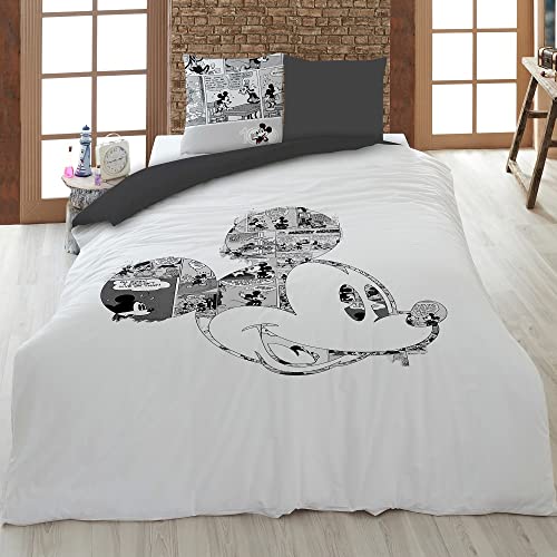 Disney-s Mickey Mouse Classic Bettwäsche Set 2-teilig 135 x 200 cm 80 x 80 cm 100% Baumwolle Kinder-Bettwäsche von Familando