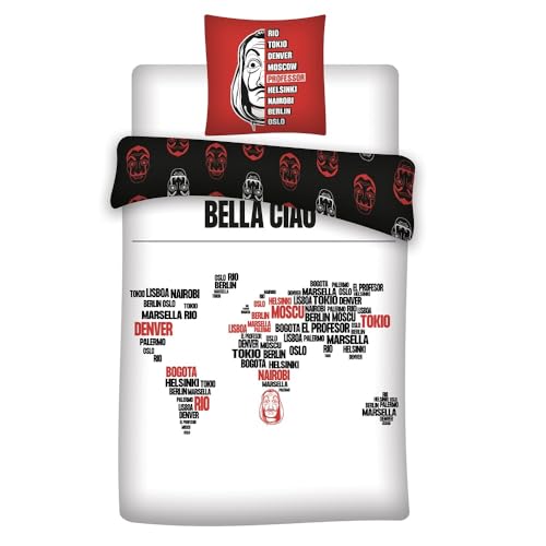 Familando Haus des Geldes Bettwäsche-Set 135x200 cm · La Casa De Papel aus 100% Baumwolle Linon · Serien Fan-Bettwäsche von Familando