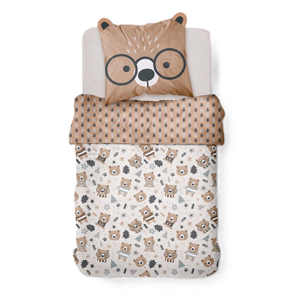 Familando Kinderbettwäsche Bär 135x200 80x80 cm aus 100% Baumwolle mit Bärchen & Reißverschluss, Renforcé, 2 teilig, mit Ohren am Kopfkissen und Wendeseite Familando Kinderbettwäsche Bär 135x200 80x80 cm aus 100% Baumwolle mit Bärchen & Reißverschluss, Renforcé, 2 teilig, mit Ohren am Kopfkissen und Wendeseite von Familando