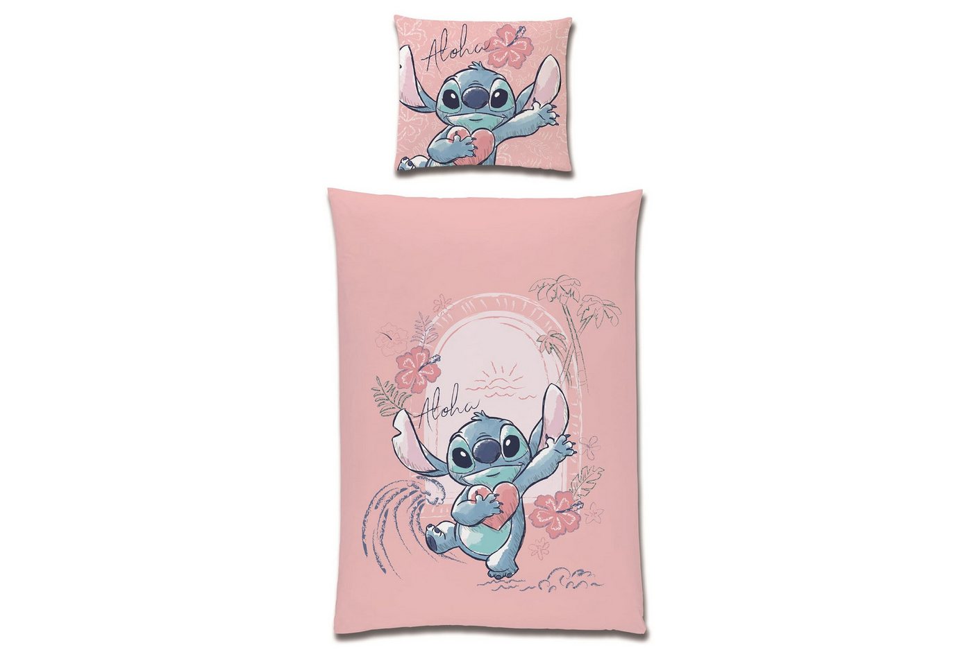 Familando Kinderbettwäsche Lilo und Stitch "Aloha" aus 100% Baumwolle mit Reißverschluss, Linon, 2 teilig, mit Schriftzug und Wendeseite Familando Kinderbettwäsche Lilo und Stitch "Aloha" aus 100% Baumwolle mit Reißverschluss, Linon, 2 teilig, mit Schriftzug und Wendeseite von Familando