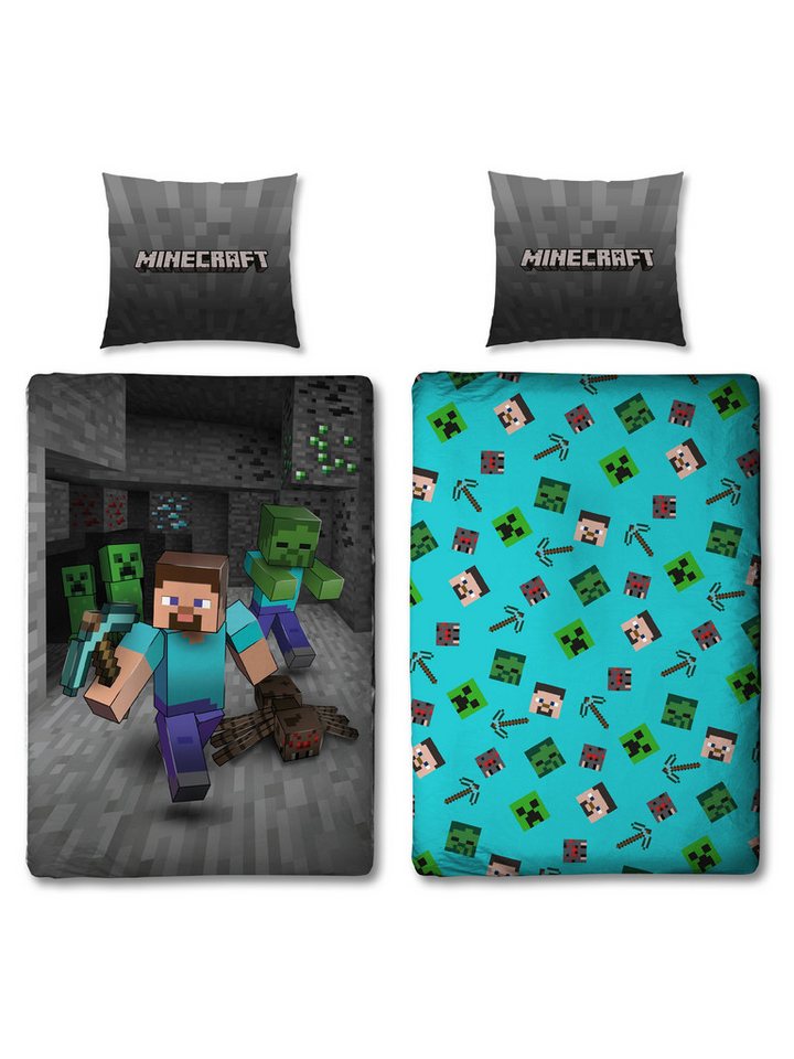 Familando Kinderbettwäsche Minecraft "Ores" 2-teiliges Set 135x200 80x80 cm mit Reißverschluss, Mikrofaser, 2 teilig, leicht, geschmeidig, mit 3D Motiv und Wendeseite Familando Kinderbettwäsche Minecraft "Ores" 2-teiliges Set 135x200 80x80 cm mit Reißverschluss, Mikrofaser, 2 teilig, leicht, geschmeidig, mit 3D Motiv und Wendeseite von Familando