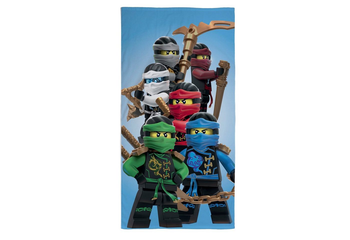 Familando Strandtücher Lego Ninjago Handtuch Assemble" 70 x 140 cm aus 100% Baumwolle, Frottee, mit Lloyd, Jay, Kai, Zane, Nya und Cole" von Familando