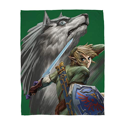Familando große kuschelige Zelda Fleecedecke 160 x 200 cm · Kuscheldecke XXL Tagesdecke Flauschige Decke mit Link aus The Legend of Zelda von Familando