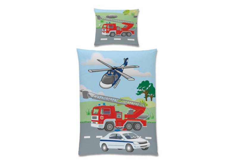 Familando Kinderbettwäsche Polizei & Feuerwehr, 135x200 80x80 cm, 100% Baumwolle, Reißverschluss, Renforcé, 2 teilig, mit Wendeseite und 2. Motiv auf Kopfkissen Familando Kinderbettwäsche Polizei & Feuerwehr, 135x200 80x80 cm, 100% Baumwolle, Reißverschluss, Renforcé, 2 teilig, mit Wendeseite und 2. Motiv auf Kopfkissen von Familando