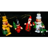5 Vtg Holz Weihnachtsschmuck Clowns Weihnachtsmann Nussknacker Bunt von FamiliaCondori