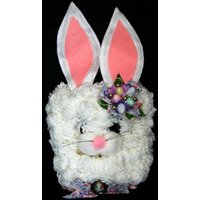 Vtg Handgemachte Weiße Häschen Gesicht Handwerk Dekor Hängen Ostern Kaninchen Rosa Akzente von FamiliaCondori