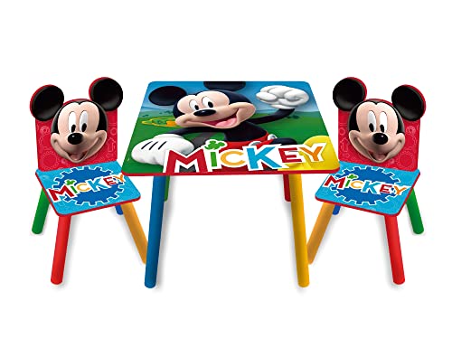 Familie24 3tlg. Holz Mickey Maus Kindersitzgruppe Tisch + 2X Stuhl Sitzgruppe Kindertisch Micky Maus Minnie Maus von Familie24