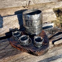 ständer Für Whisky Mit Bechern, Jubiläumsgeschenk Aus Eisen, Handgemachte Becher, Mittelalterliches Kochgeschirr, Edelstahl, Geschenk Chef von FamiliesBlacksmith