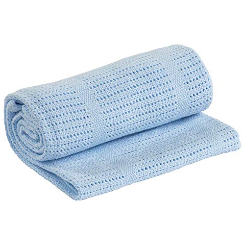 Family Bedding Blaue Zelluläre Decke für Doppelbett, Baumwolle, großer Bettüberwurf, wendbar, leicht, Thermisch, weich, traditionelle Zelldecke, 230 x 230 cm von Family Bedding