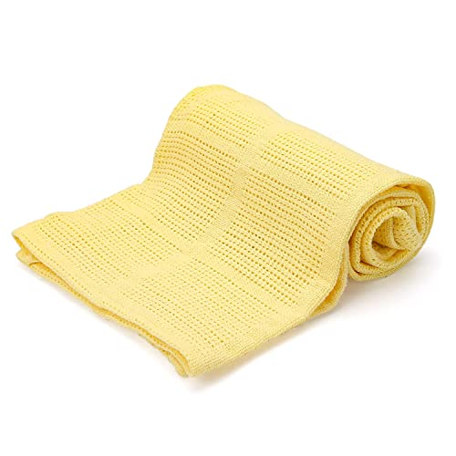 Family Bedding Gelbe Zellulardecke für King-Size-Betten, für Erwachsene, Baumwolle, großer Bettüberwurf, wendbar, leicht, wärmeweich, traditionelle Zellulärdecke (230 x 260 cm) von Family Bedding