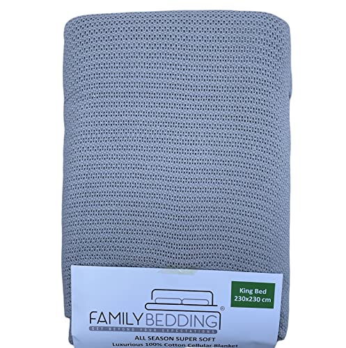 Family Bedding Zellular-Decke, Baumwolle, grau, Double Bed (230x230cm) von Family Bedding