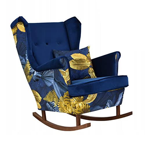 ARI Duo Scandinavian Schaukelstuhl von Family Furniture | Zwei Polstervarianten | Klassisches Design | Moderner Druck | Bequemer Sessel zum Entspannen | Gesteppte Rückenlehne | Holzbeine von Family Meble