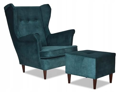 Family Meble Uszak-Sessel mit Fußstütze | Traditionelles klassisches Design | Elegante hochwertige Oberflächen | Für jedes Interieur geeignet | Bequemer Sessel von Family Meble