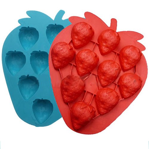 Silikon Eiswürfelform Eiswürfel Eisform für Eiswürfelbereiter 10er Erdbeeren in Farben zufällig versand von FamilyMall