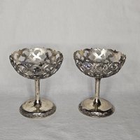 2Er Set Vintage Silber Filigree Cocktailglas Halter | Ohne Glaseinsätze von FamilyOfCrows