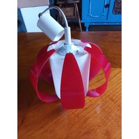 Hängeleuchte Lampe Mid Century Rot Weiß Vintage von Familyh1dekounique
